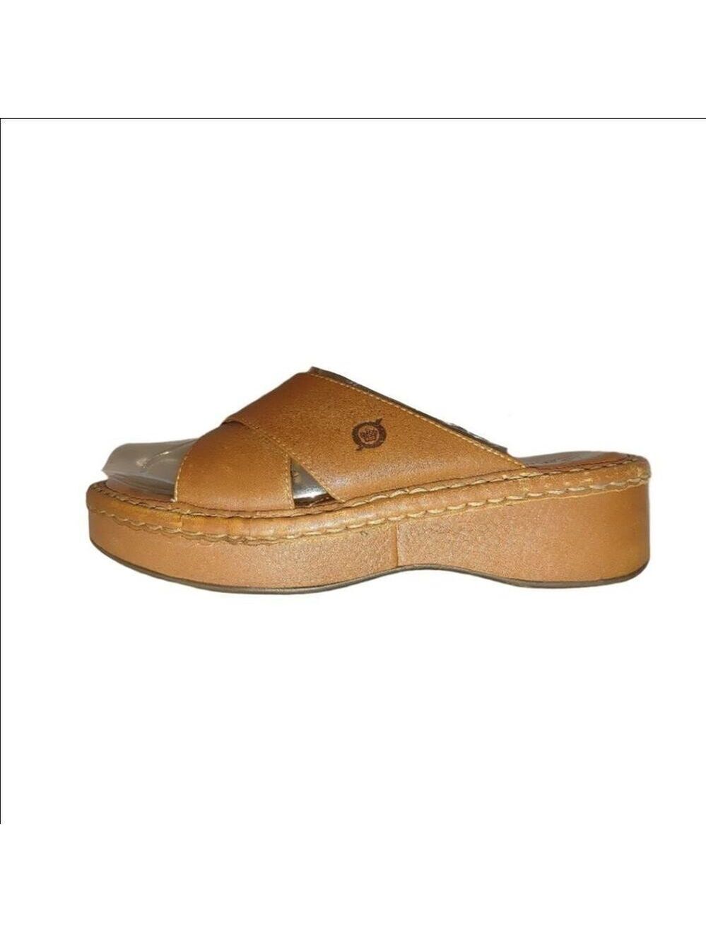 Born Criss Cross Leather Platform Sandals Size 7